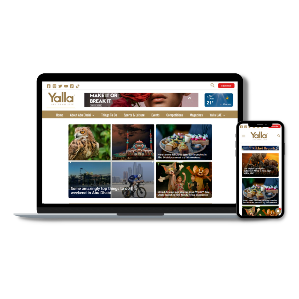 Yalla Abu Dhabi Life website mockup